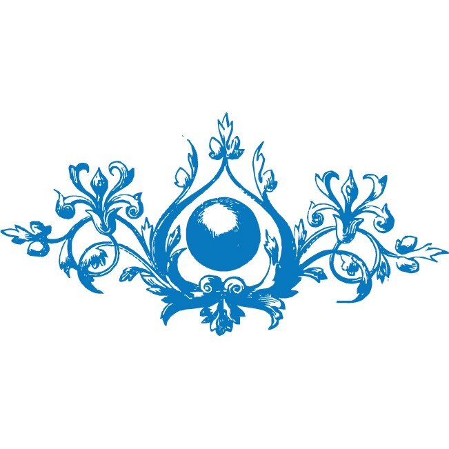 Panou de flori si frunze - Sticker Decorativ - Albastru - 105 x 53 cm