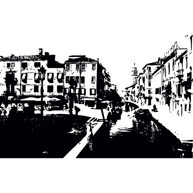 Venetia - Sticker Decorativ - Negru - 170 x 107 cm