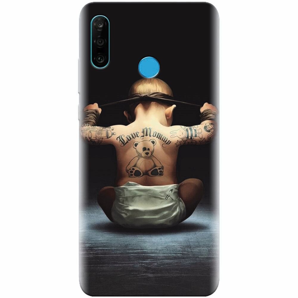 Husa silicon pentru Huawei P30 Lite, Body Builder Cute Baby Tattoo