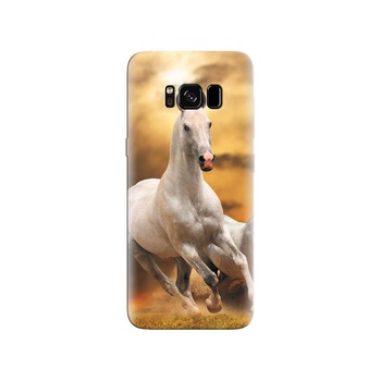 Husa Samsung S8 White Horse Animal Running In Grass Ground Husa Samsung S8 White Horse Animal Running In Grass Ground