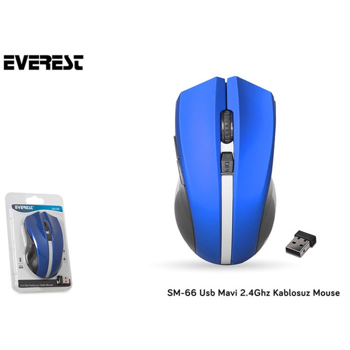 Безжична Оптична Мишка Everest SM-66 2.4 Ghz 1600 DPI Синя