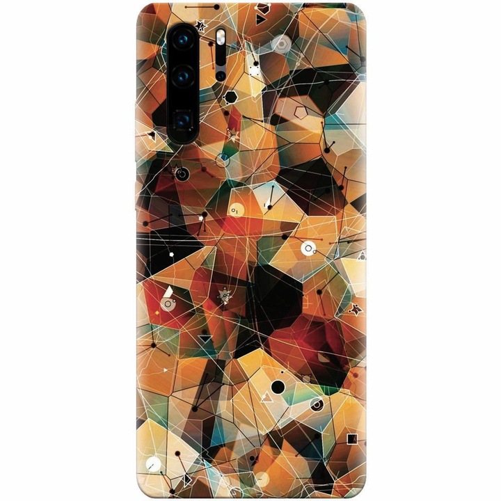 Силиконов калъф за Huawei P30 Pro, Abstract Triangles Connected Lines