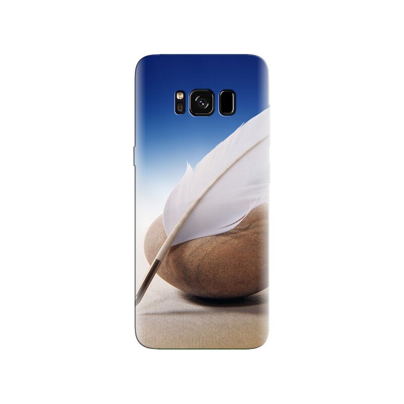 Husa Samsung S8 Brown Stone White Feather