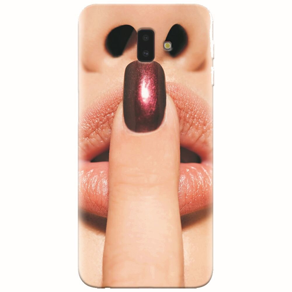 Husa silicon pentru Samsung Galaxy J6 Plus, Finger Purple Nailpolish Girl Lips