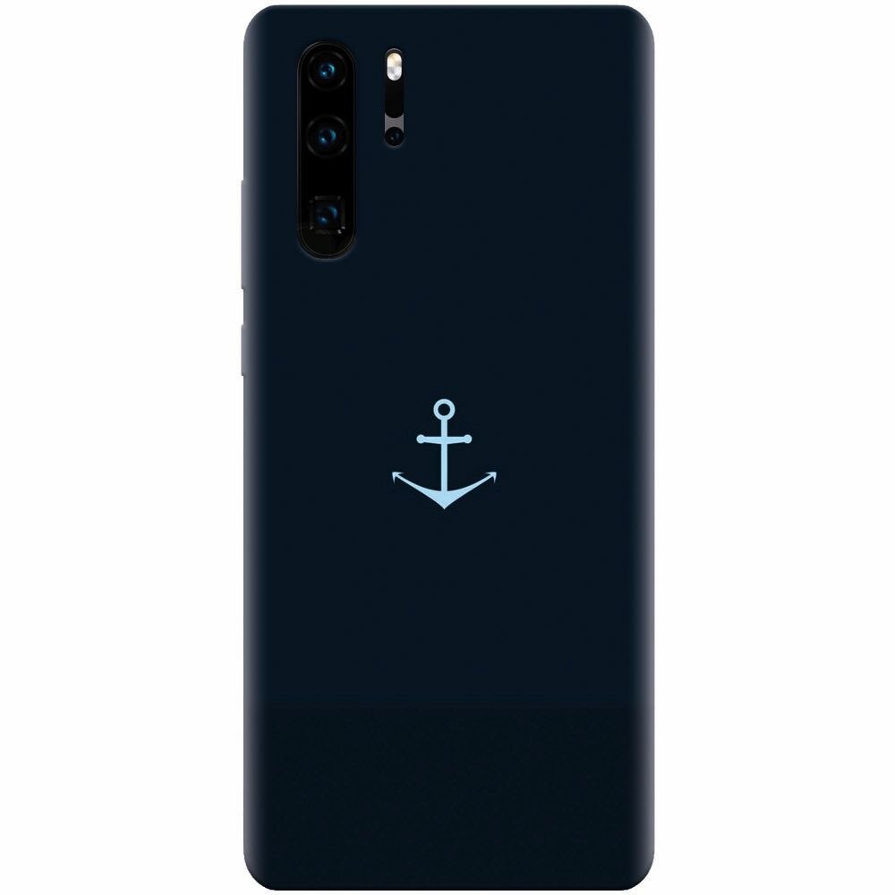 Husa silicon pentru Huawei P30 Pro, Blue Navy Anchor Illustration Flat