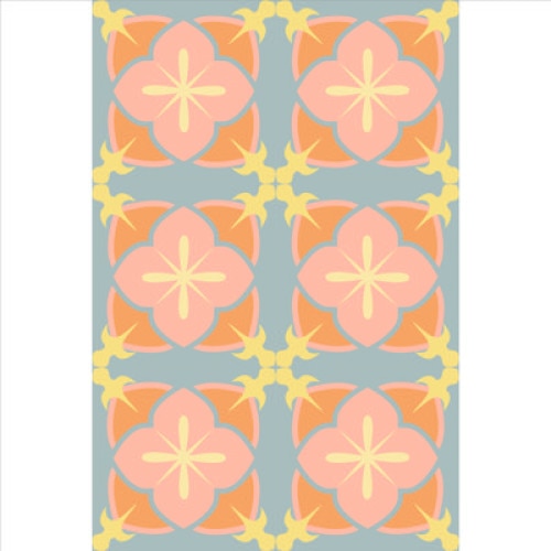 Set stickere autocolante faianta decorativa 20cm x 30cm, model decorativ gri cu portocaliu