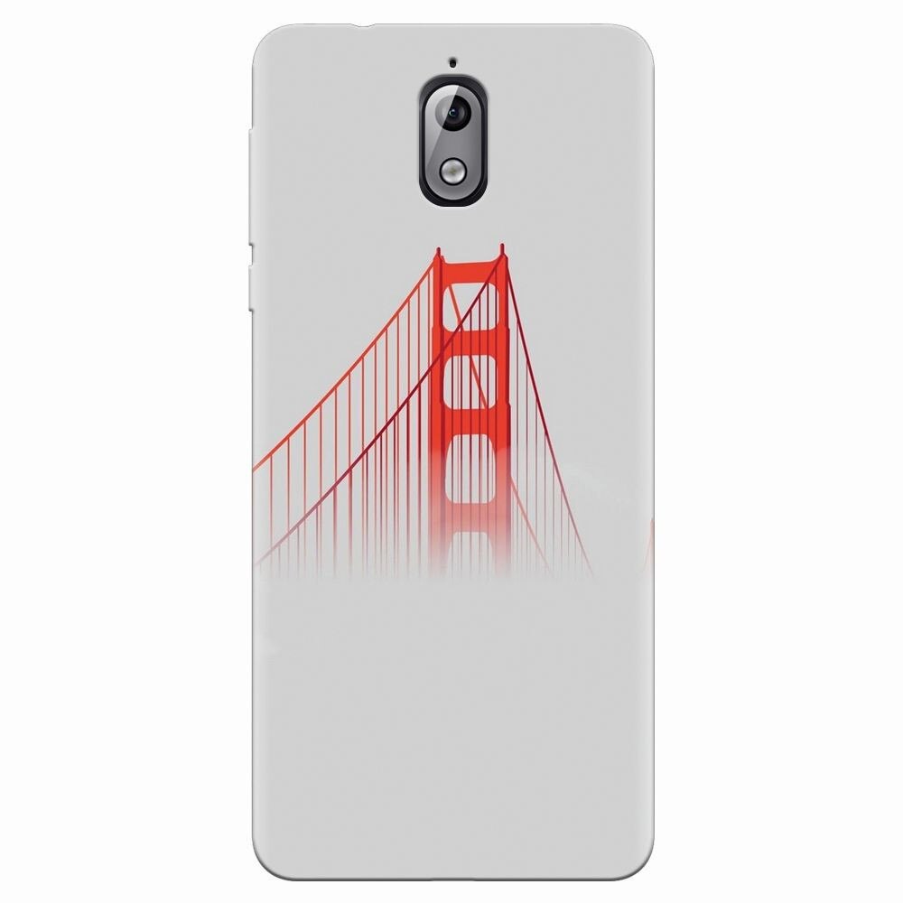 Husa silicon pentru Nokia 3.1, Red Bridge In Clouds