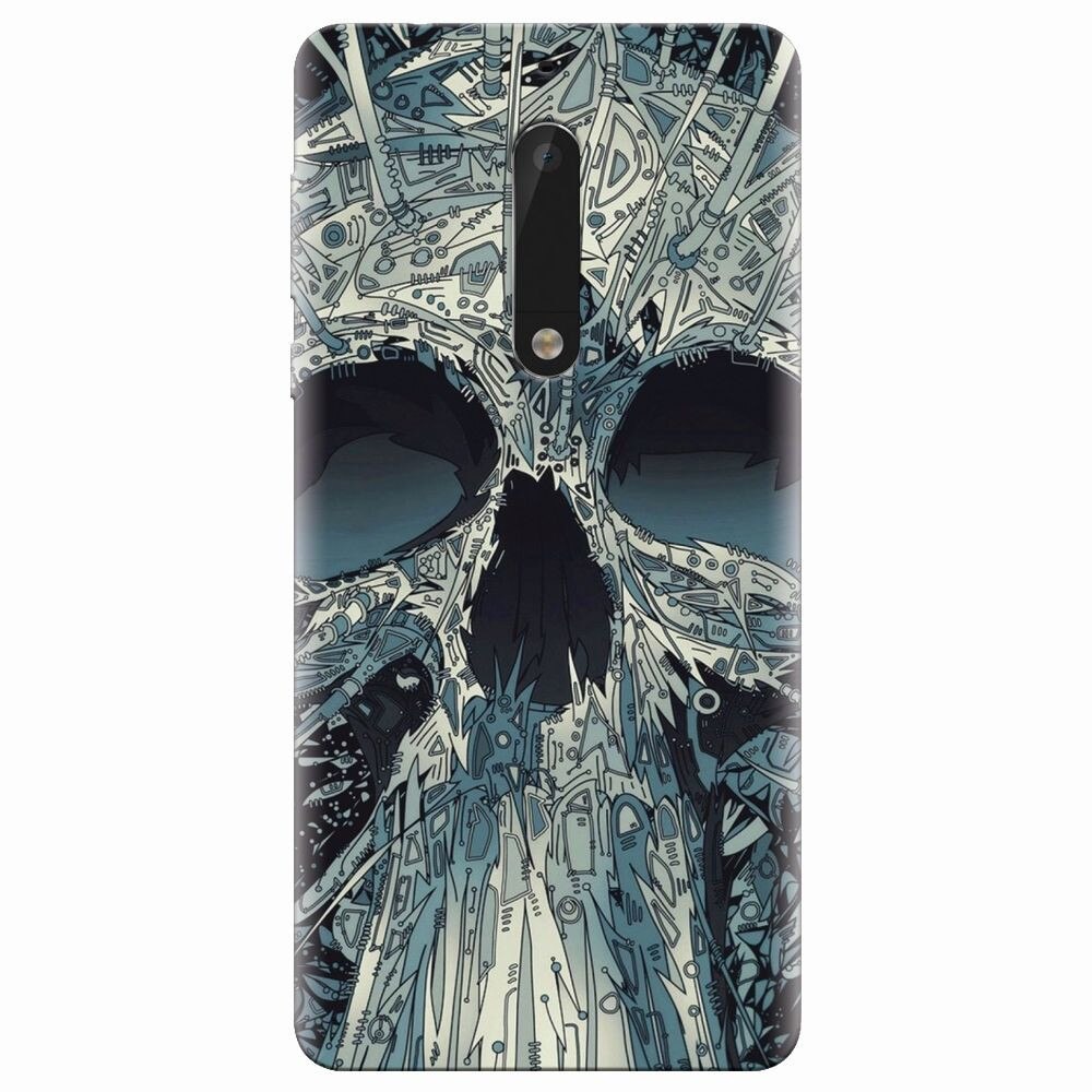 Husa silicon pentru Nokia 5, Abstract Skull Artwork Illustration