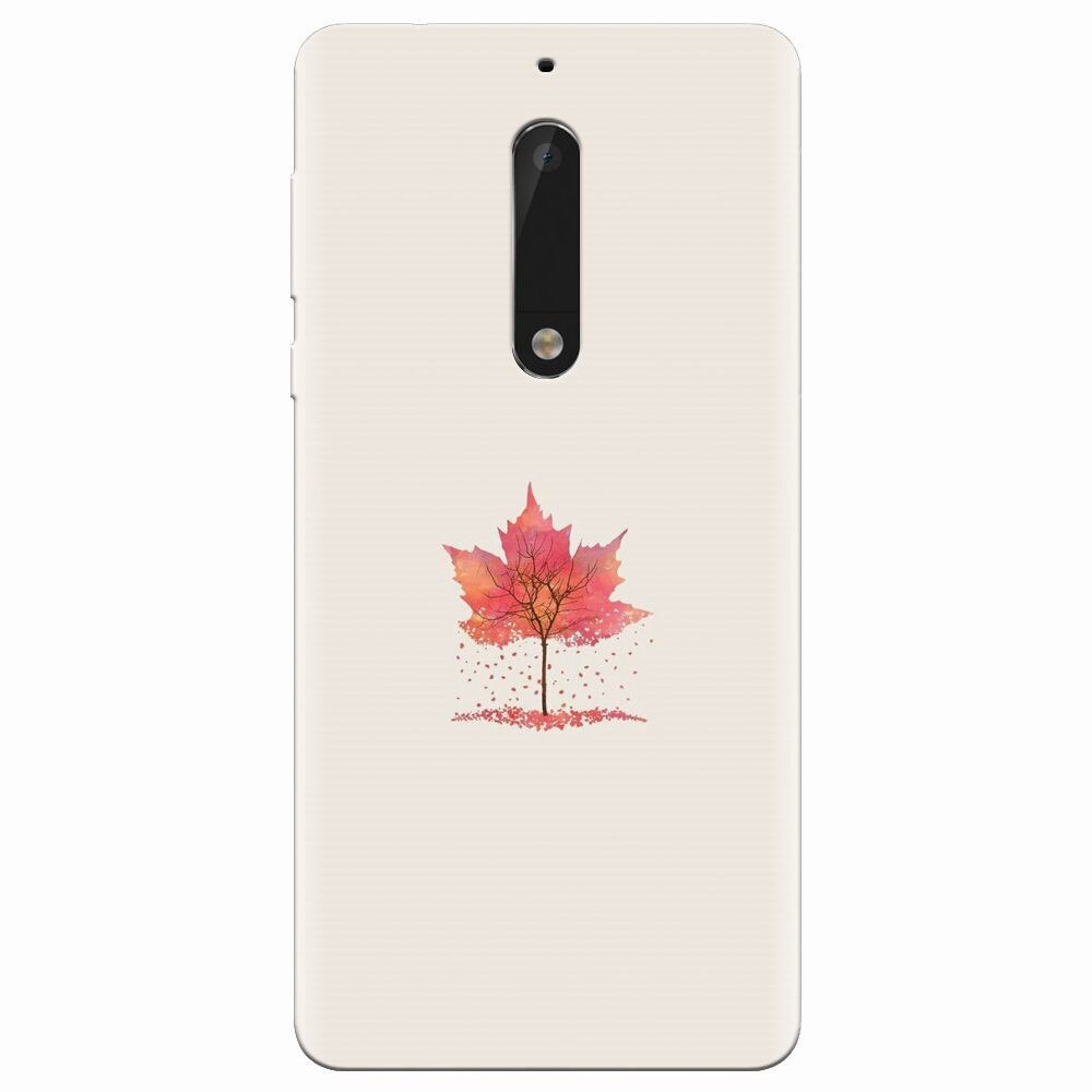 Husa silicon pentru Nokia 5, Autumn Tree Leaf Shape Illustration