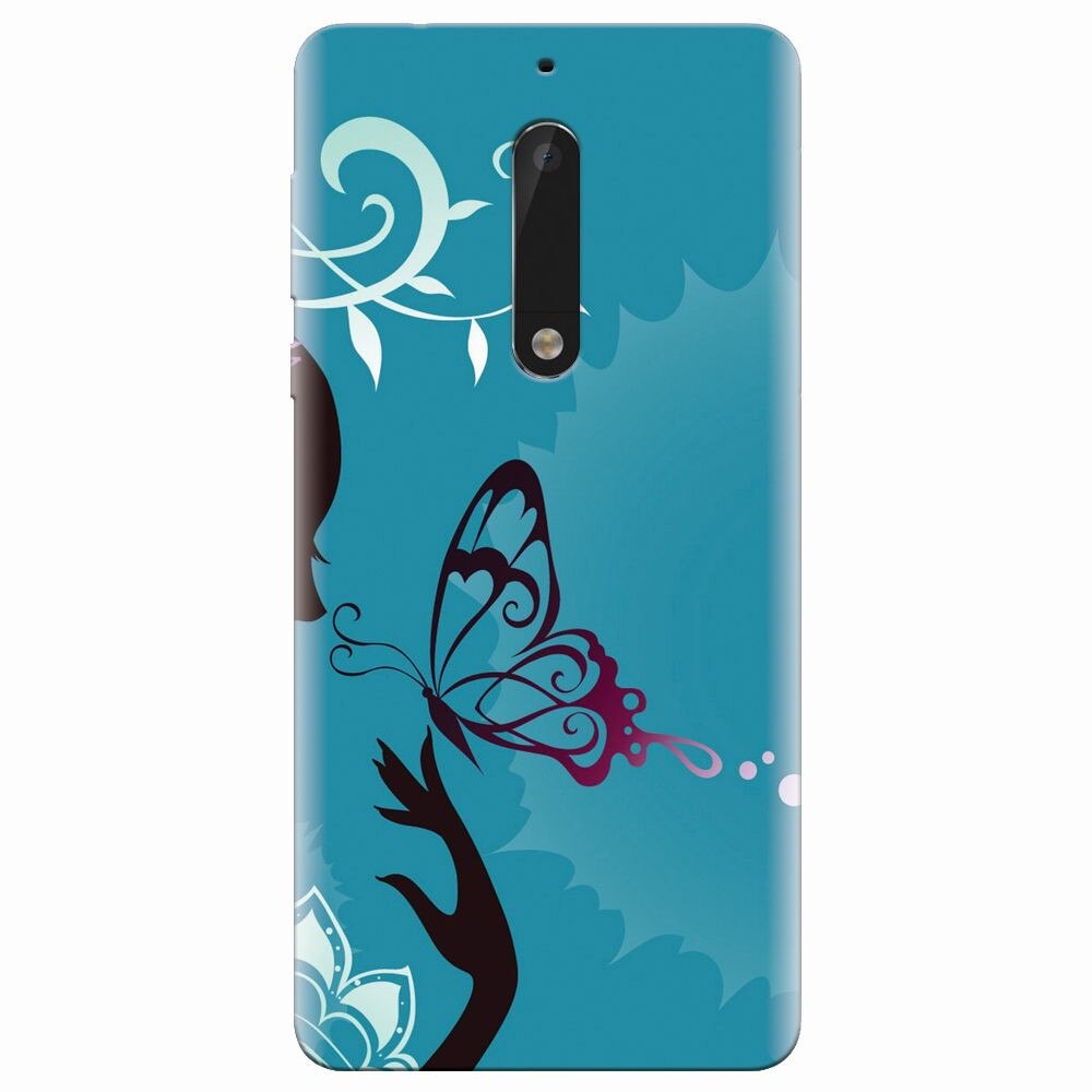 Husa silicon pentru Nokia 5, Blue Butterfly