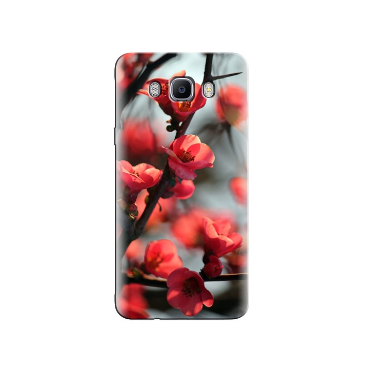 Szilikon tok kompatibilis a Samsung Galaxy J5 2016 - Red Cherry Blossom Flowers makró modellel