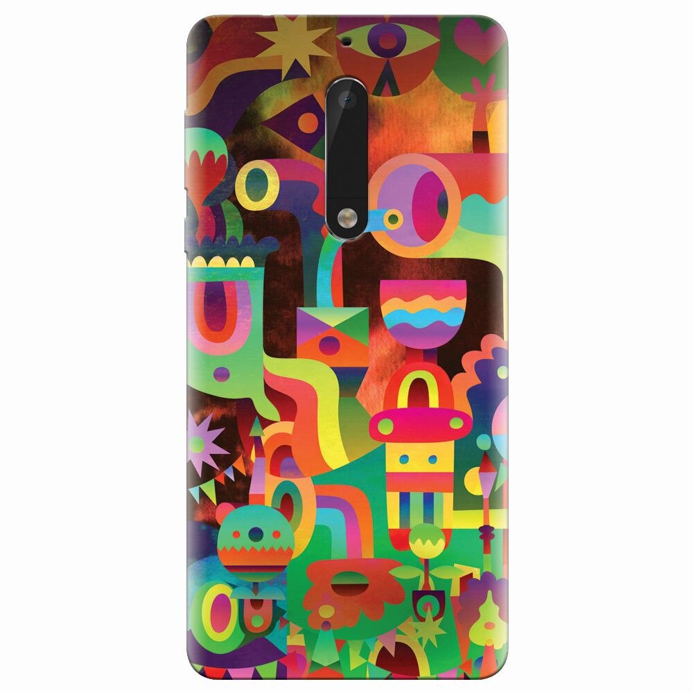 Husa silicon pentru Nokia 5, Abstract Colorful Shapes