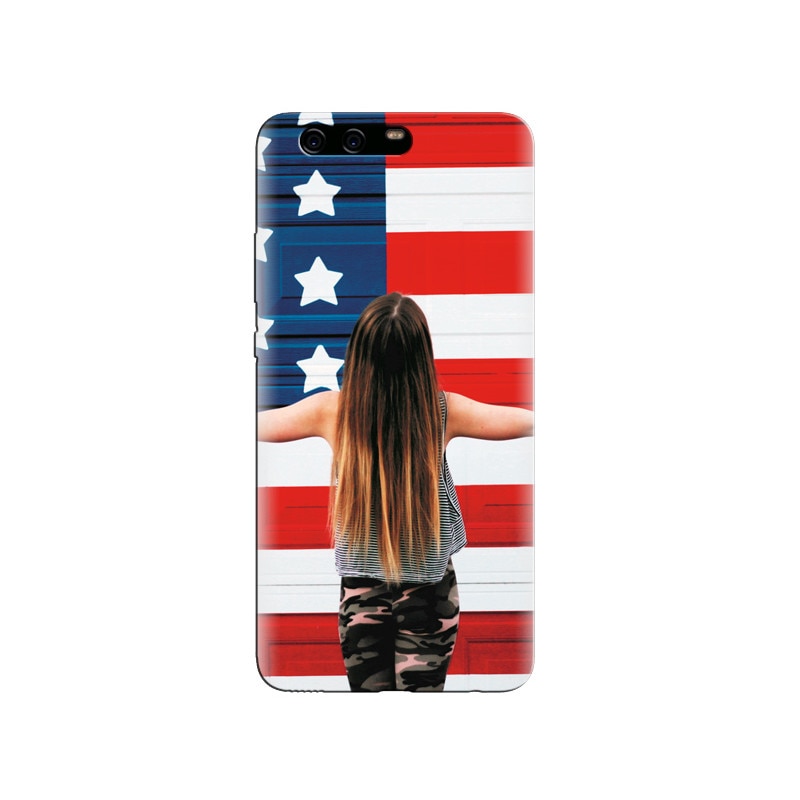 Husa Huawei P10 PLUS American Girl In Front Usa Flag