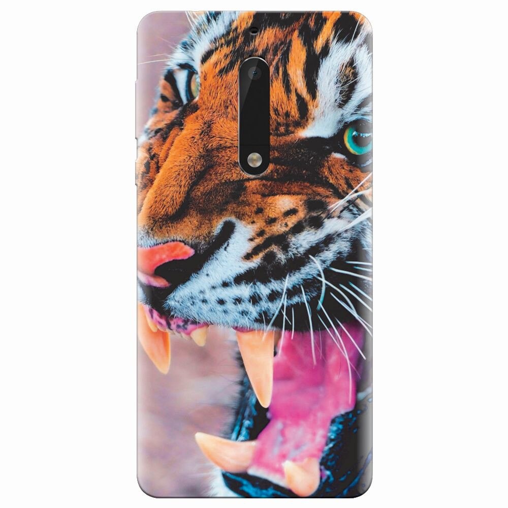 Husa silicon pentru Nokia 5, Angry Tiger Teeth Fresh
