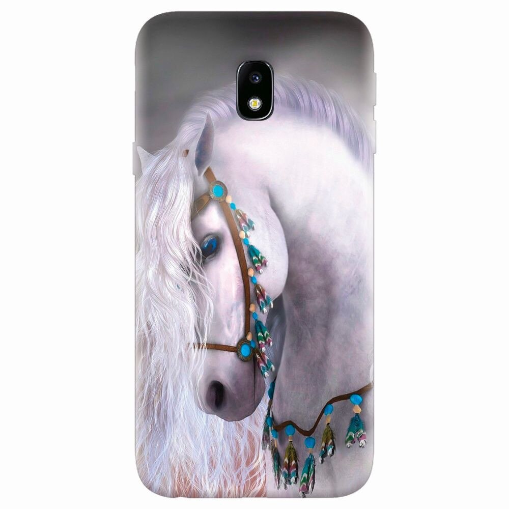 Husa silicon pentru Samsung Galaxy J7 Pro 2017, White Horse