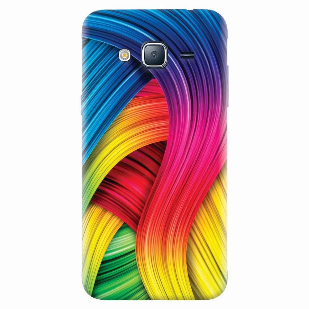 Husa silicon pentru Samsung Galaxy J7 2015, Curly Colorful Rainbow Lines Illustration