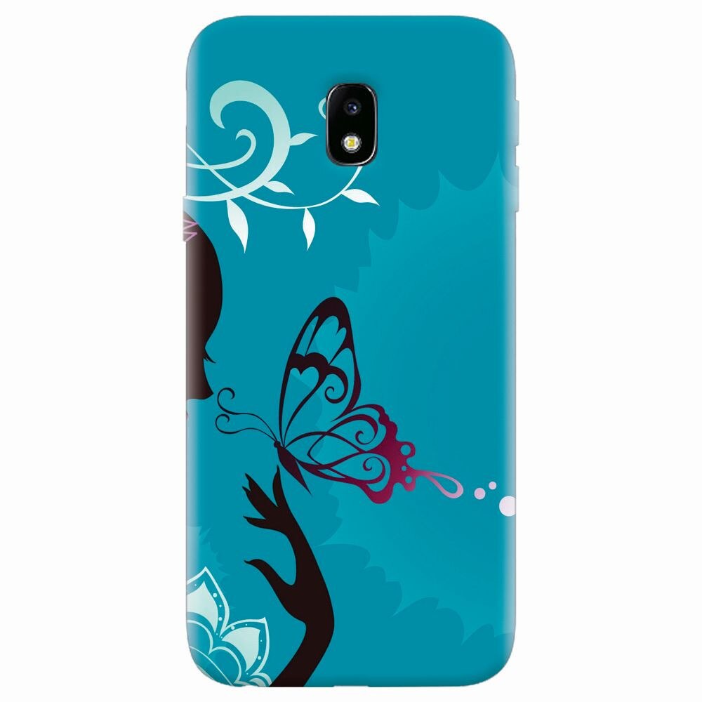 Husa silicon pentru Samsung Galaxy J7 Pro 2017, Blue Butterfly