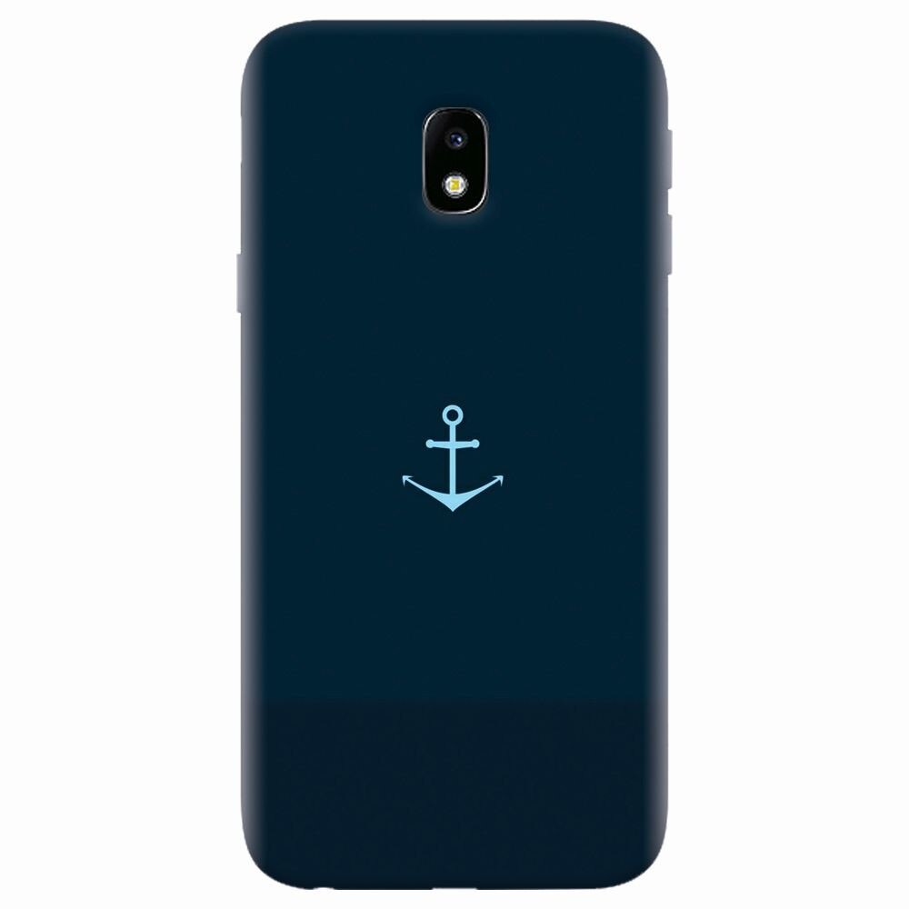 Husa silicon pentru Samsung Galaxy J7 Pro 2017, Blue Navy Anchor Illustration Flat