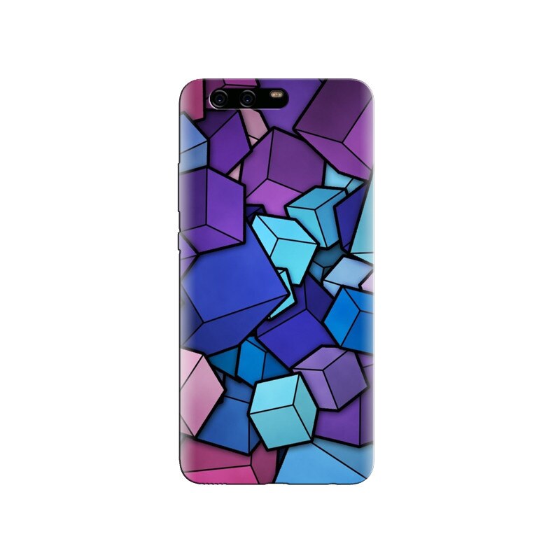 Husa Huawei P10 PLUS Abstract Blue Cyan Purple Cubes