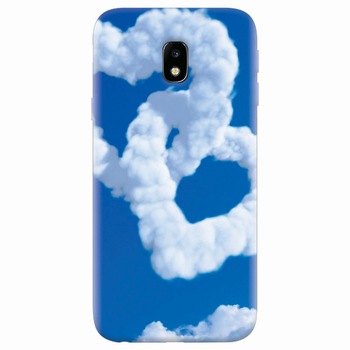 Husa silicon pentru Samsung Galaxy J7 Pro 2017, Heart Shaped Clouds Blue Sky Husa silicon pentru Samsung Galaxy J7 Pro 2017, Heart Shaped Clouds Blue Sky