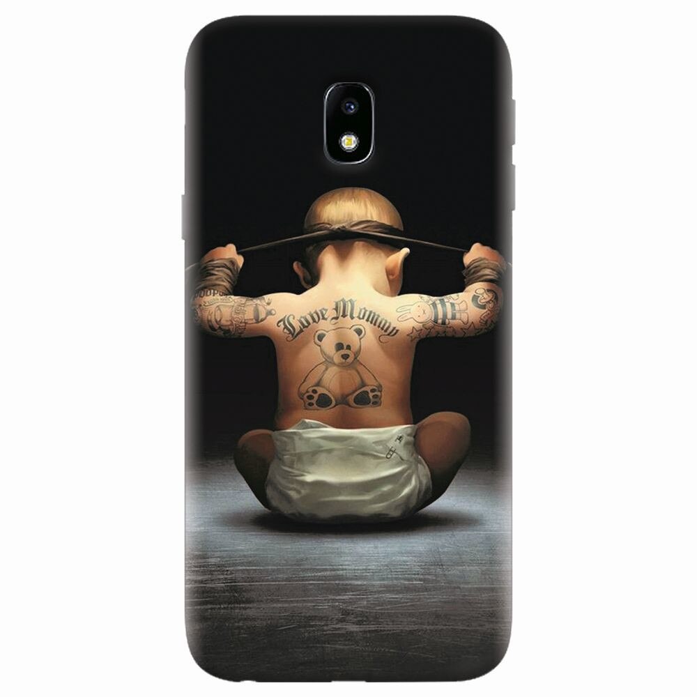 Husa silicon pentru Samsung Galaxy J7 2017, Body Builder Cute Baby Tattoo