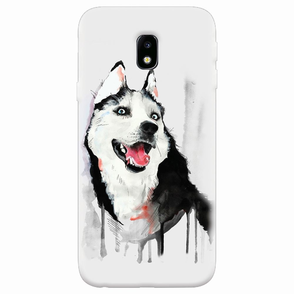 Husa silicon pentru Samsung Galaxy J7 2017, Husky Dog Watercolor Illustration