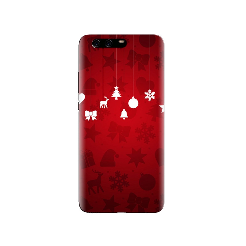 Husa Huawei P10 Minimal Christmas Ornaments Red Background