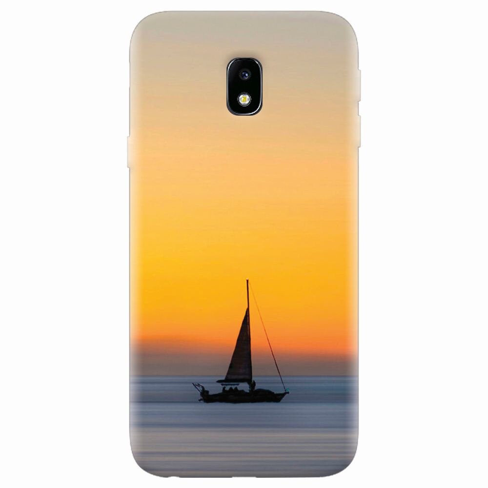 Husa silicon pentru Samsung Galaxy J7 Pro 2017, Wind Sail Boat Ocean Sunset