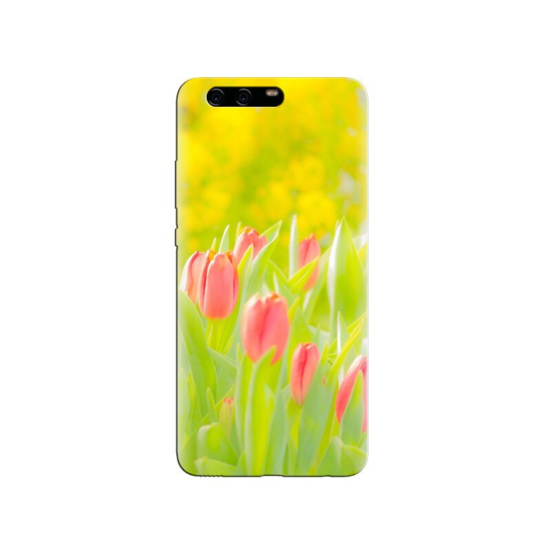 Husa Huawei P10 Pink Tulips Green Field Macro