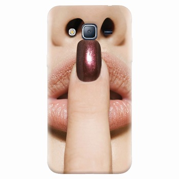 Husa silicon pentru Samsung Galaxy J7 2015, Finger Purple Nailpolish Girl Lips Husa silicon pentru Samsung Galaxy J7 2015, Finger Purple Nailpolish Girl Lips