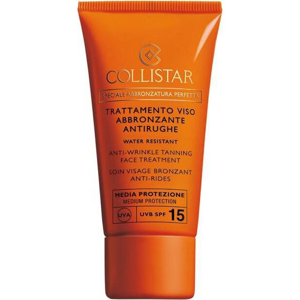Lotiune cu protectie solara Collistar, Trattamento Viso Anti-Wrinkle Tanning Face SPF 15, 50ml