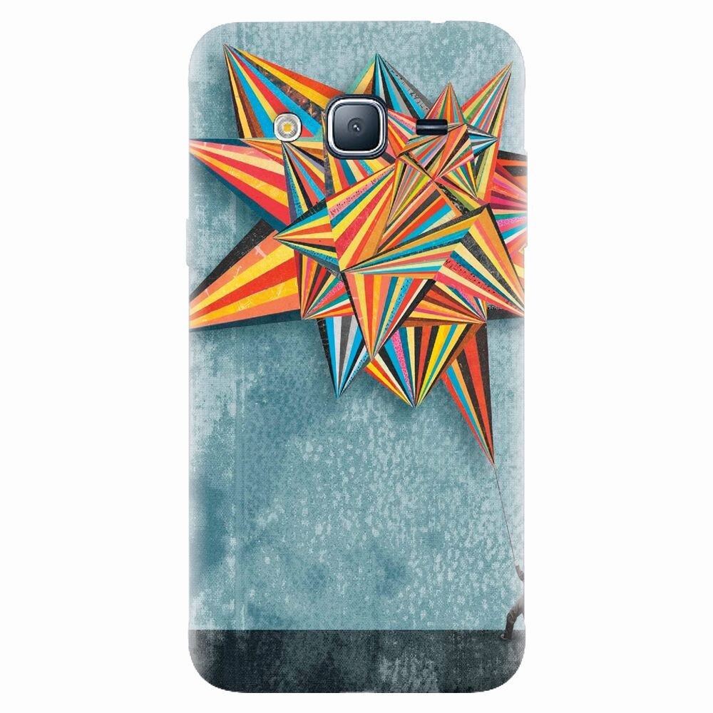 Husa silicon pentru Samsung Galaxy J7 2015, Abstract Colorful Balloon Triangles