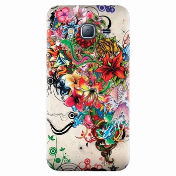 Husa silicon pentru Samsung Galaxy J7 2015, Abstract Flowers Tattoo Illustration Husa silicon pentru Samsung Galaxy J7 2015, Abstract Flowers Tattoo Illustration
