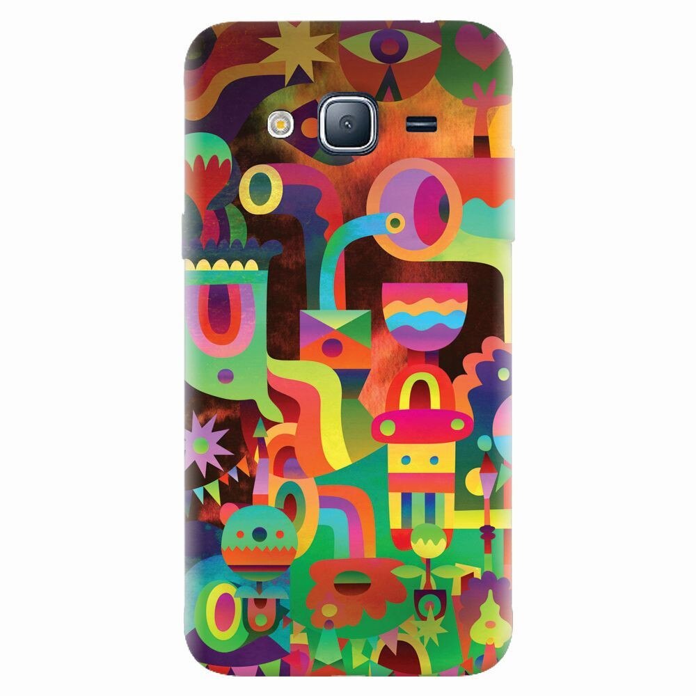 Husa silicon pentru Samsung Galaxy J7 2015, Abstract Colorful Shapes