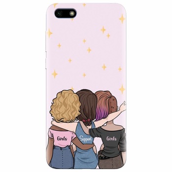 Husa silicon pentru Huawei Y5 2018, Girls Support Girls Husa silicon pentru Huawei Y5 2018, Girls Support Girls