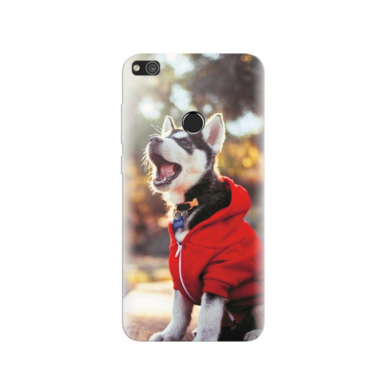 Husa Huawei P8 Lite 2017 Dog With Red Jacket Hqs Background