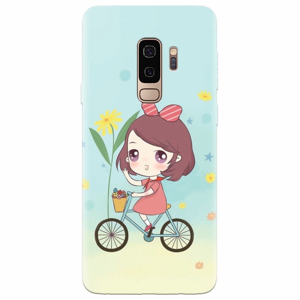 Husa silicon pentru Samsung Galaxy S9 Plus, Girl And Bike