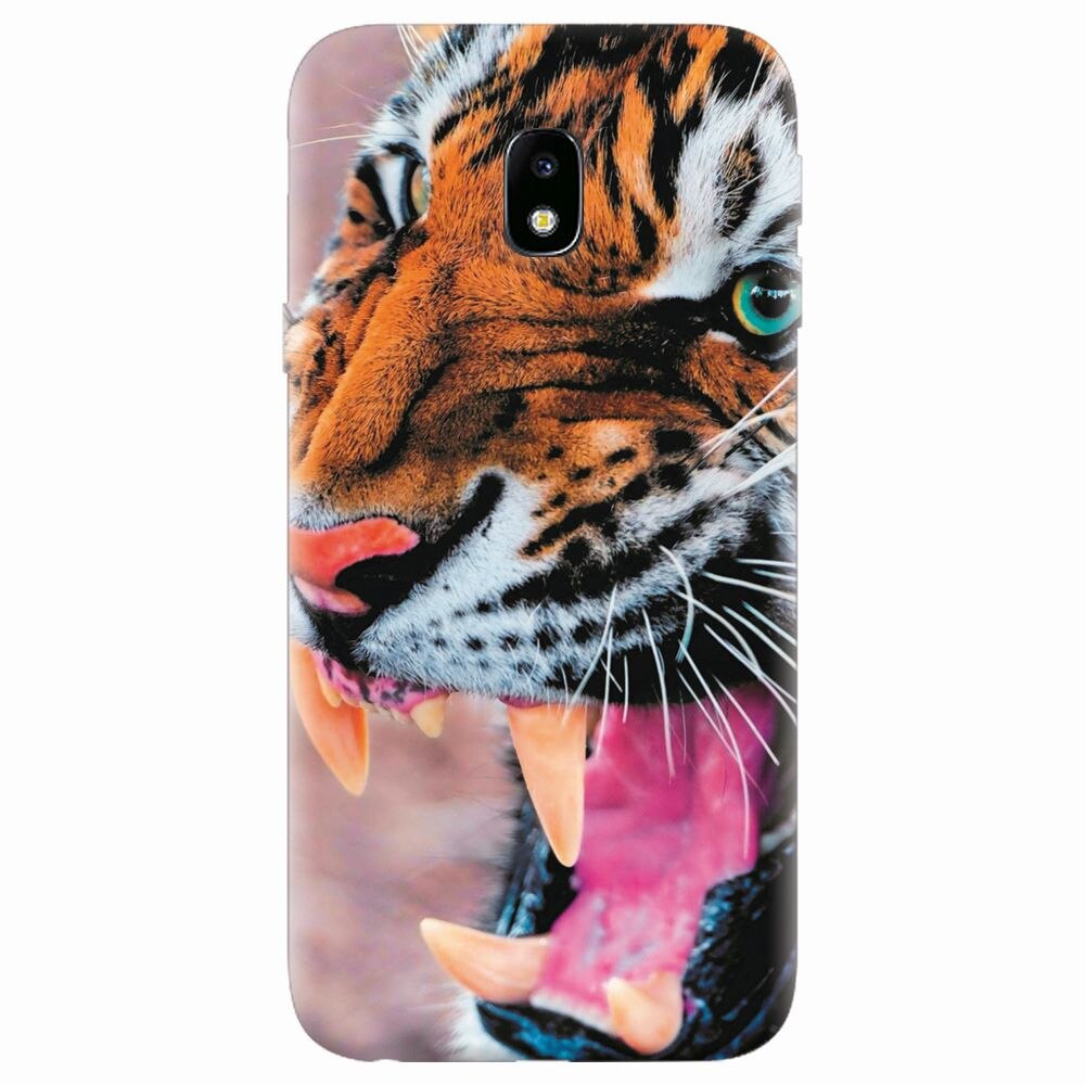 Husa silicon pentru Samsung Galaxy J7 Pro 2017, Angry Tiger Teeth Fresh