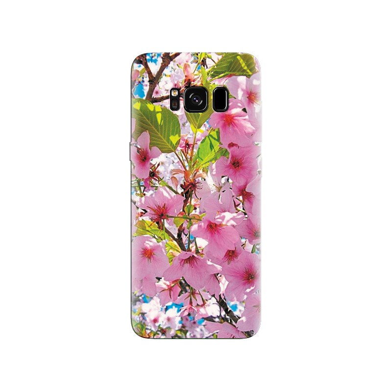 Husa Samsung S8 Plus Light Pink Flowers With Leaf Backgrounds