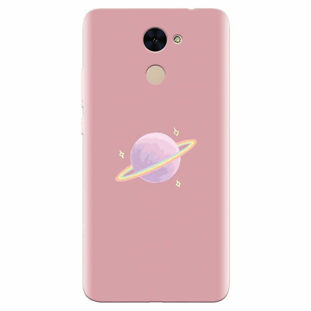 Husa silicon pentru Huawei Enjoy 7 Plus, Saturn On Pink