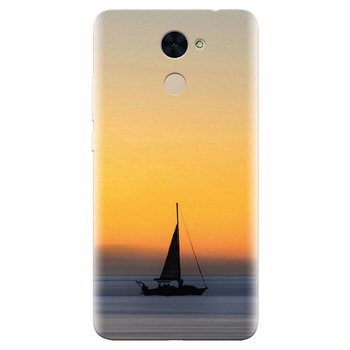 Husa silicon pentru Huawei Enjoy 7 Plus, Wind Sail Boat Ocean Sunset Husa silicon pentru Huawei Enjoy 7 Plus, Wind Sail Boat Ocean Sunset