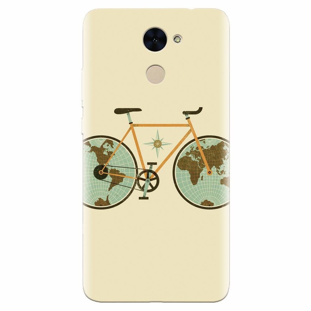 Husa silicon pentru Huawei Enjoy 7 Plus, Retro Bicycle Illustration