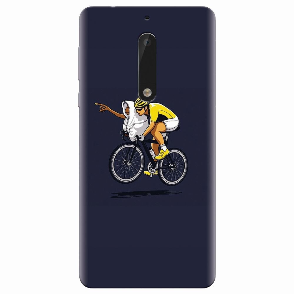 Husa silicon pentru Nokia 5, ET Riding Bike Funny Illustration
