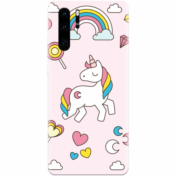 Силиконов кейс съвместим с Huawei P30 Pro, Cute Unicorn