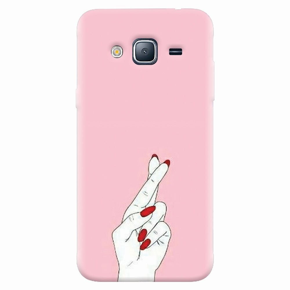 Husa silicon pentru Samsung Galaxy J5 2015, Pink Finger Cross