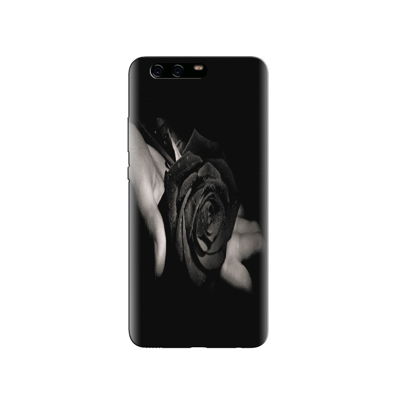 Husa Huawei P10 PLUS Ultra Black Rose Flowers In Hand
