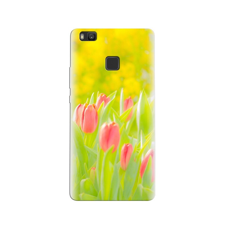 Husa Huawei P9 Lite Pink Tulips Green Field Macro