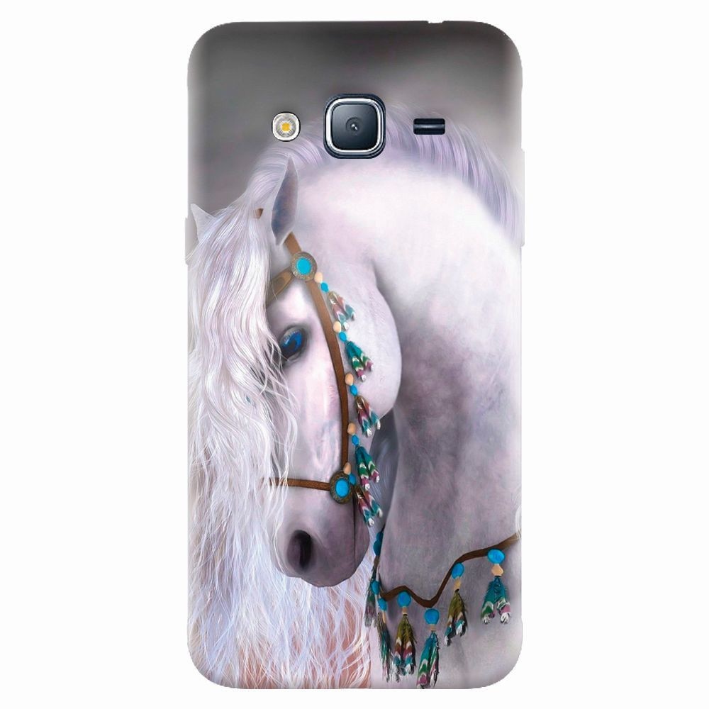 Husa silicon pentru Samsung Galaxy J7 2015, White Horse