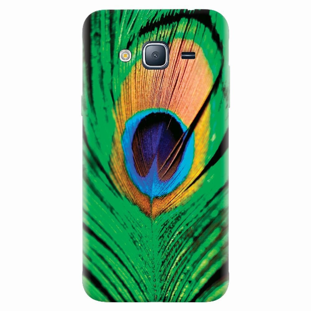 Husa silicon pentru Samsung Galaxy J5 2015, Peacock Feather Green Blue