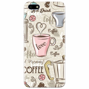 Husa silicon pentru Huawei Y5 2018, Coffe And Donuts Husa silicon pentru Huawei Y5 2018, Coffe And Donuts